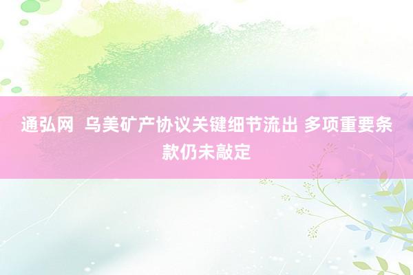 通弘网  乌美矿产协议关键细节流出 多项重要条款仍未敲定