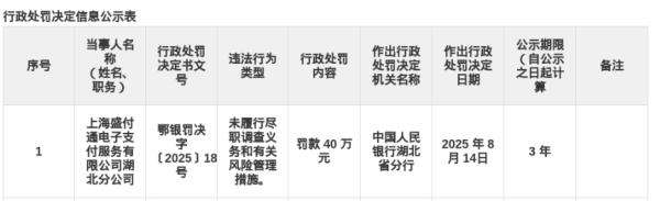 宏泰证券 上海盛付通电子支付湖北分公司被罚40万，涉未履行尽职调查义务等